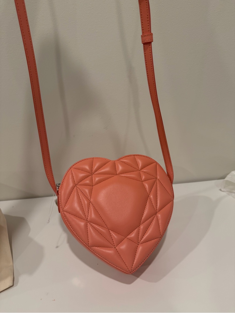 Tiffany & Co. Heart-Shaped Quilted Crossbody in Coral Peach